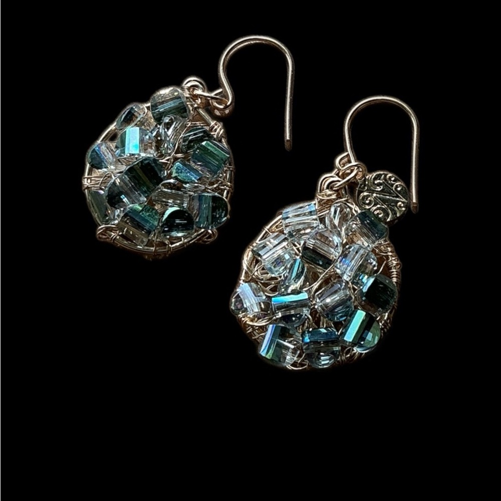 Elegant Gold and Blue Crystal Earrings